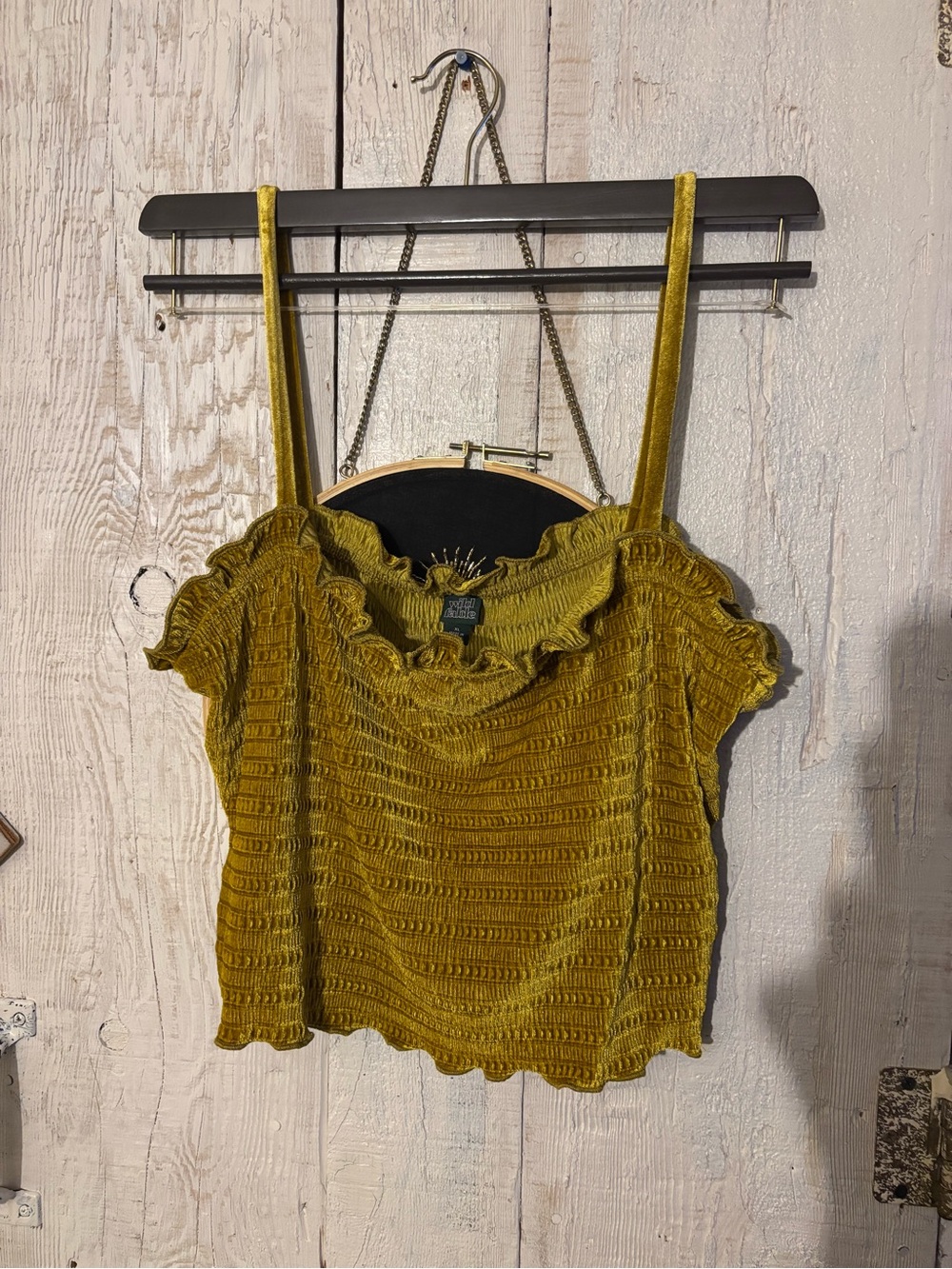 wild fable Mustard Smocked Ruffle Cami